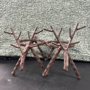 Reindeer Metal Votive Tealight Holder Rustic Decor Set of 2
